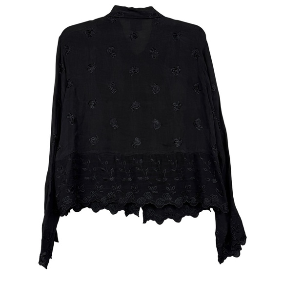 Johnny Was Vintage Black Rose Button Shirt - Picture 2 of 4